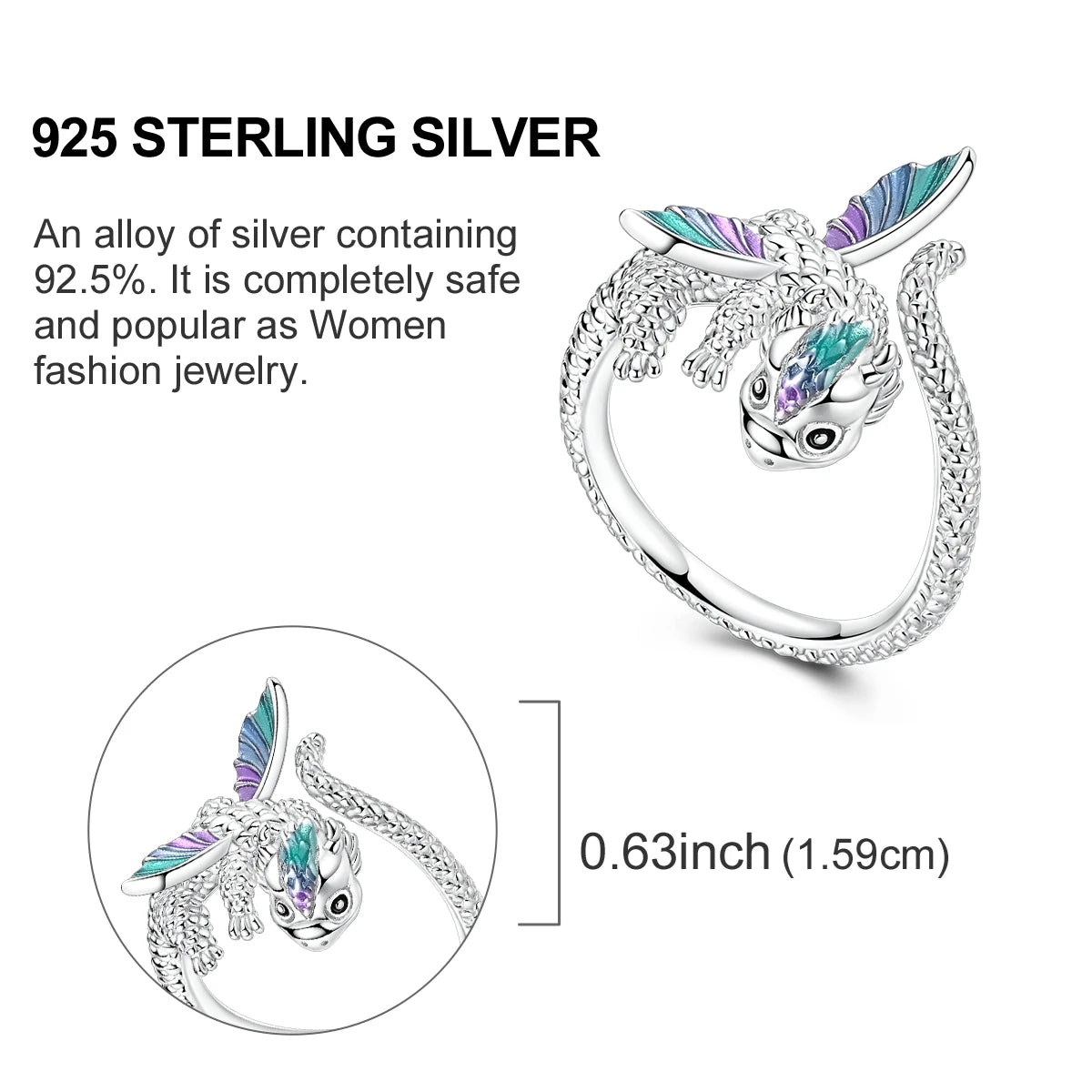 Star Moon 925 Sterling Silver Ring