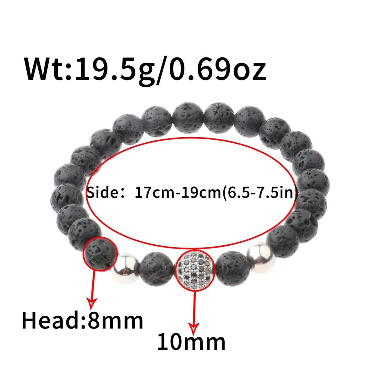 Trendy Lava Stone Imperial Crown Bracelet