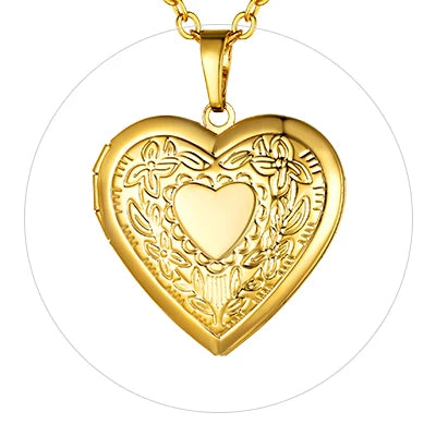 Heart Frame Memory Locket Pendant Necklace