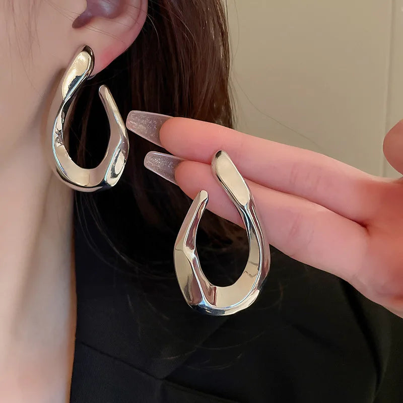 Bold Irregular Geometric Metal Earrings