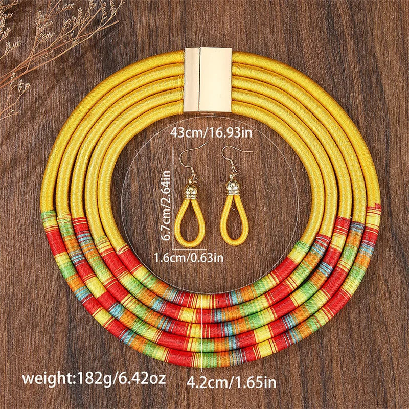 African Beads Multilayer Jewelry Set