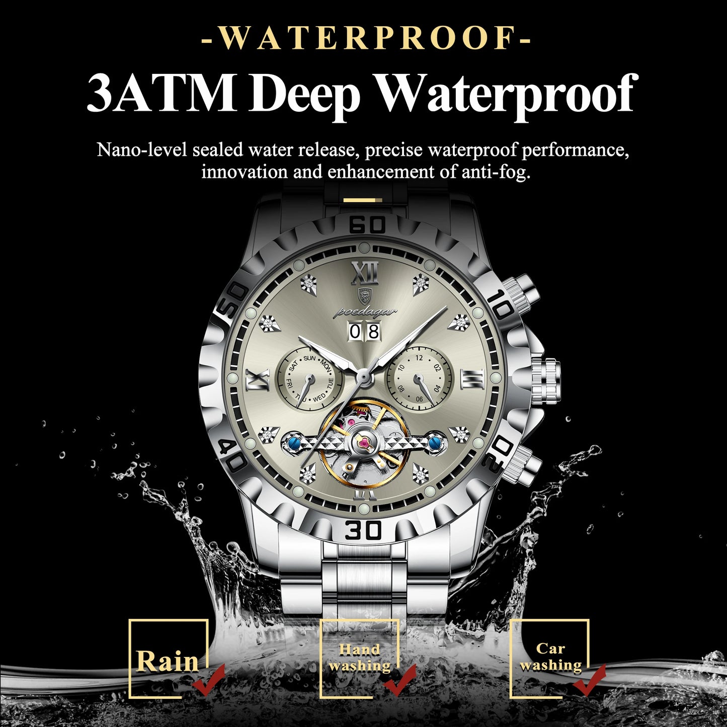 Luxury Hollow Tourbillon Men's Wristwatch