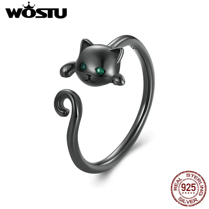 Cute Cat Simple S925 Sterling Silver Ring
