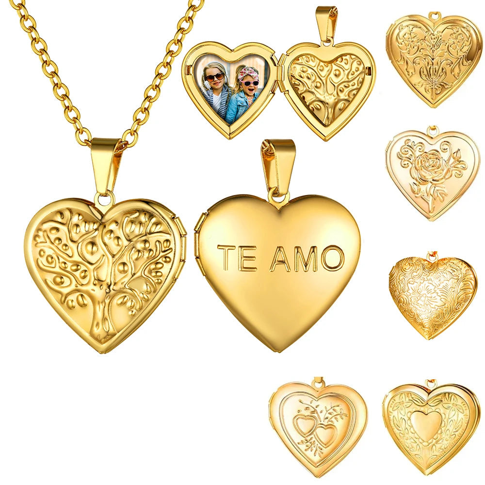 Heart Frame Memory Locket Pendant Necklace