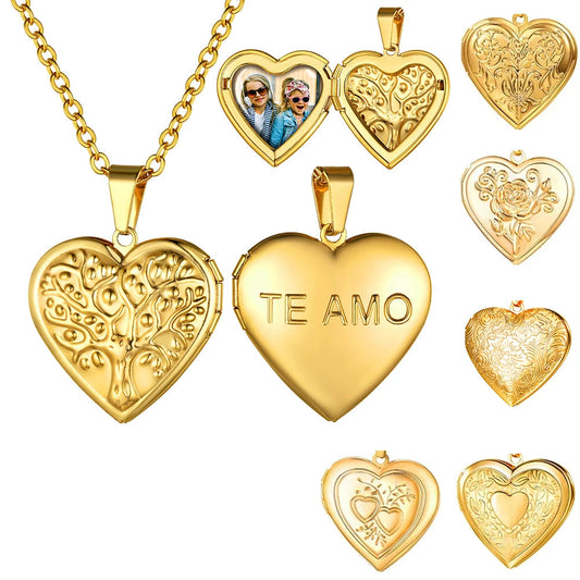 Heart Frame Memory Locket Pendant Necklace