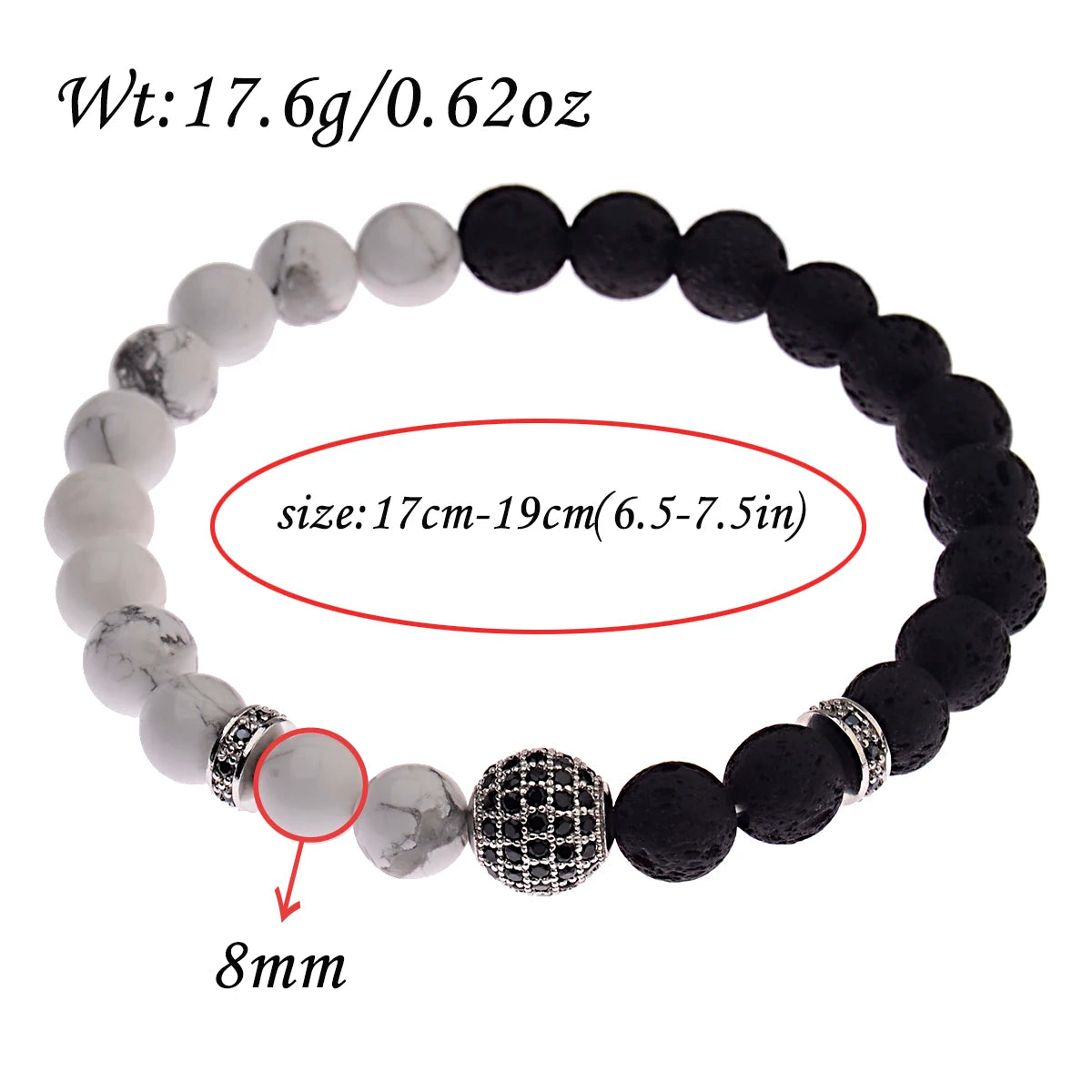 Trendy Lava Stone Imperial Crown Bracelet
