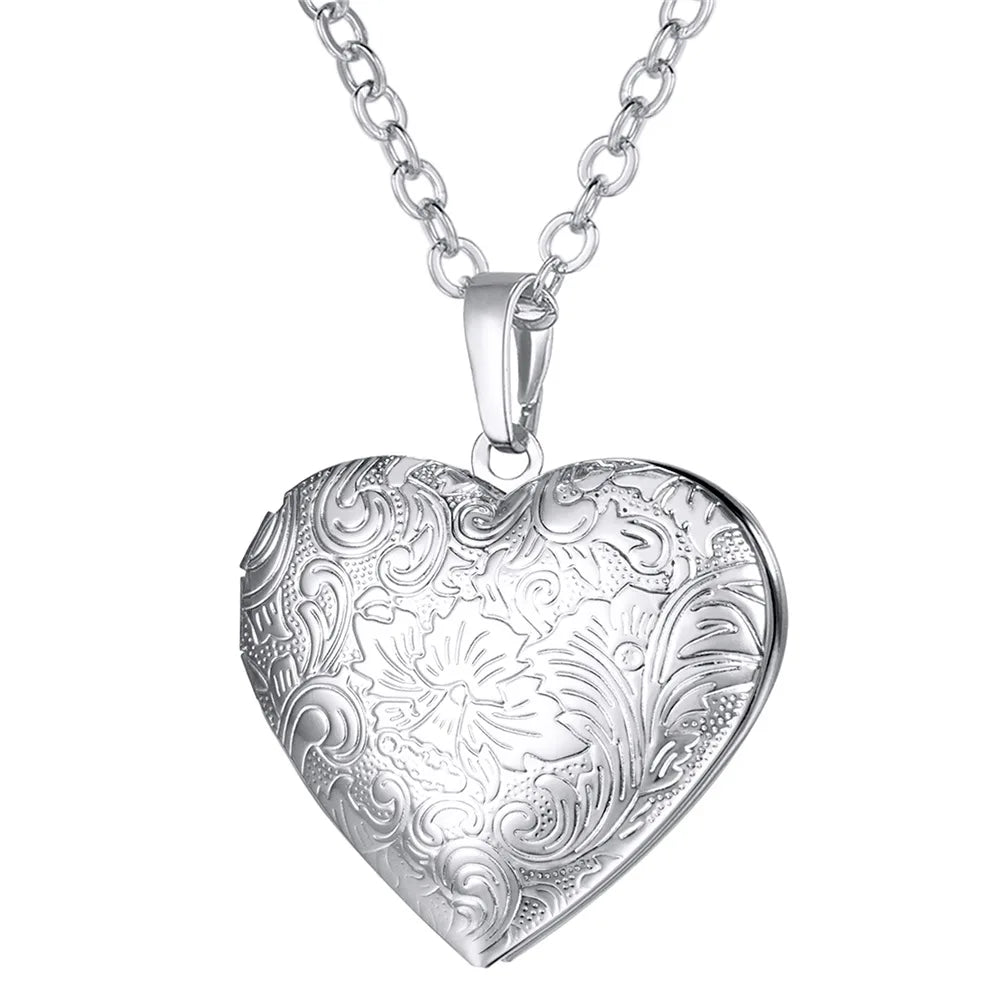Heart Frame Memory Locket Pendant Necklace