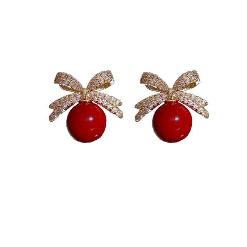 Rhinestone Pearl Stud Earrings