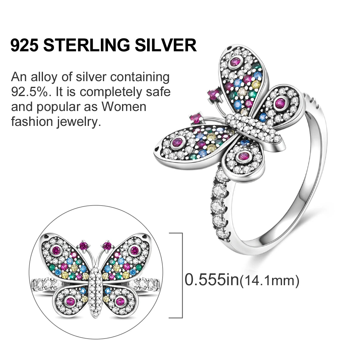 Star Moon 925 Sterling Silver Ring