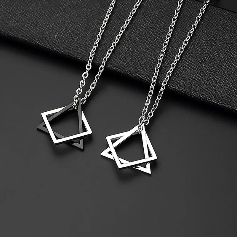Geometry Square Triangle Pendant Necklace