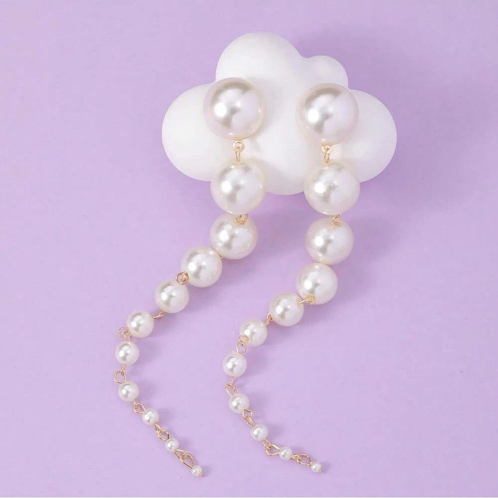 Long Imitation Pearl Tassel Earrings