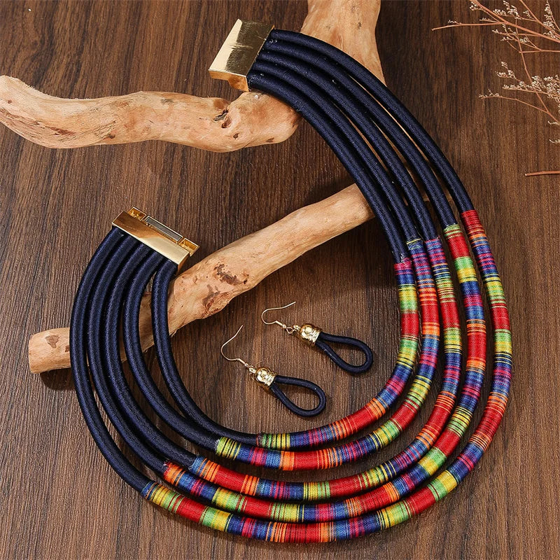 African Beads Multilayer Jewelry Set