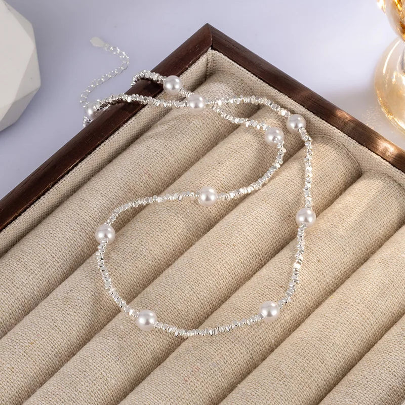 Natural Freshwater Pearl 925 Sterling Silver Necklace