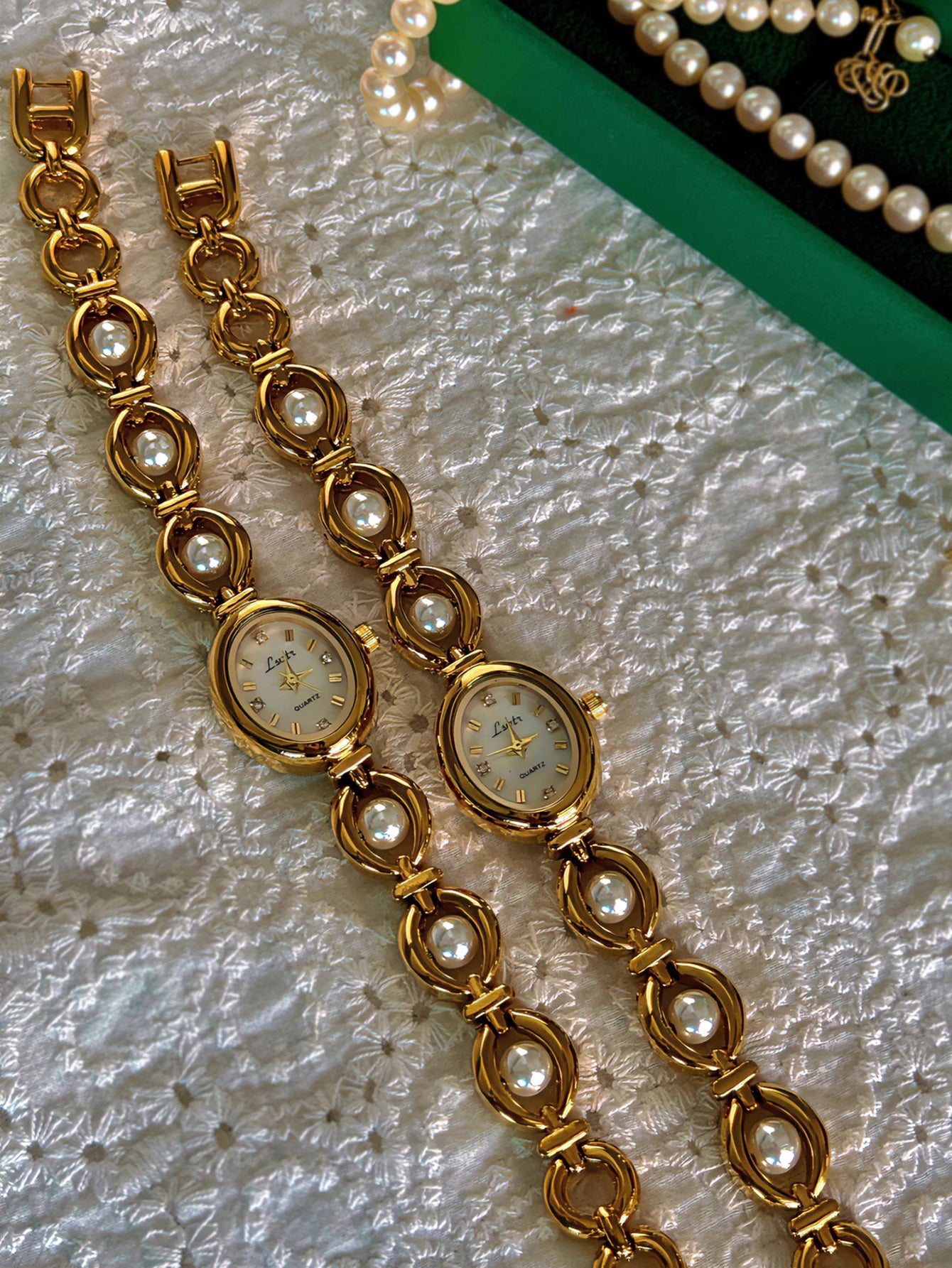 Luxury Oval Watch with Mother-of-Pearl Dial