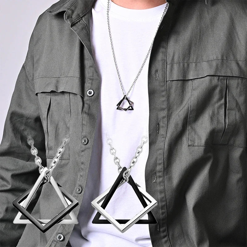 Geometry Square Triangle Pendant Necklace