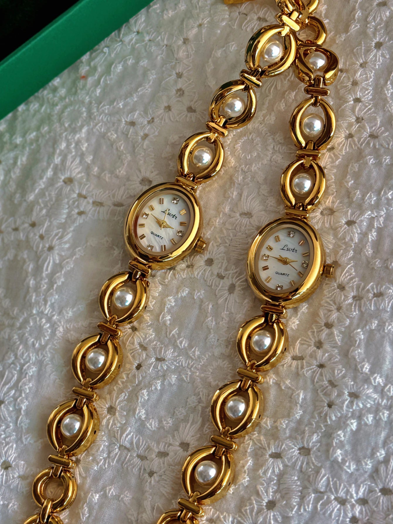 Luxury Oval Watch with Mother-of-Pearl Dial