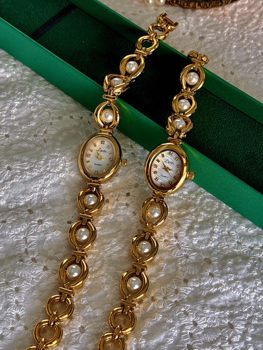 Luxury Oval Watch with Mother-of-Pearl Dial