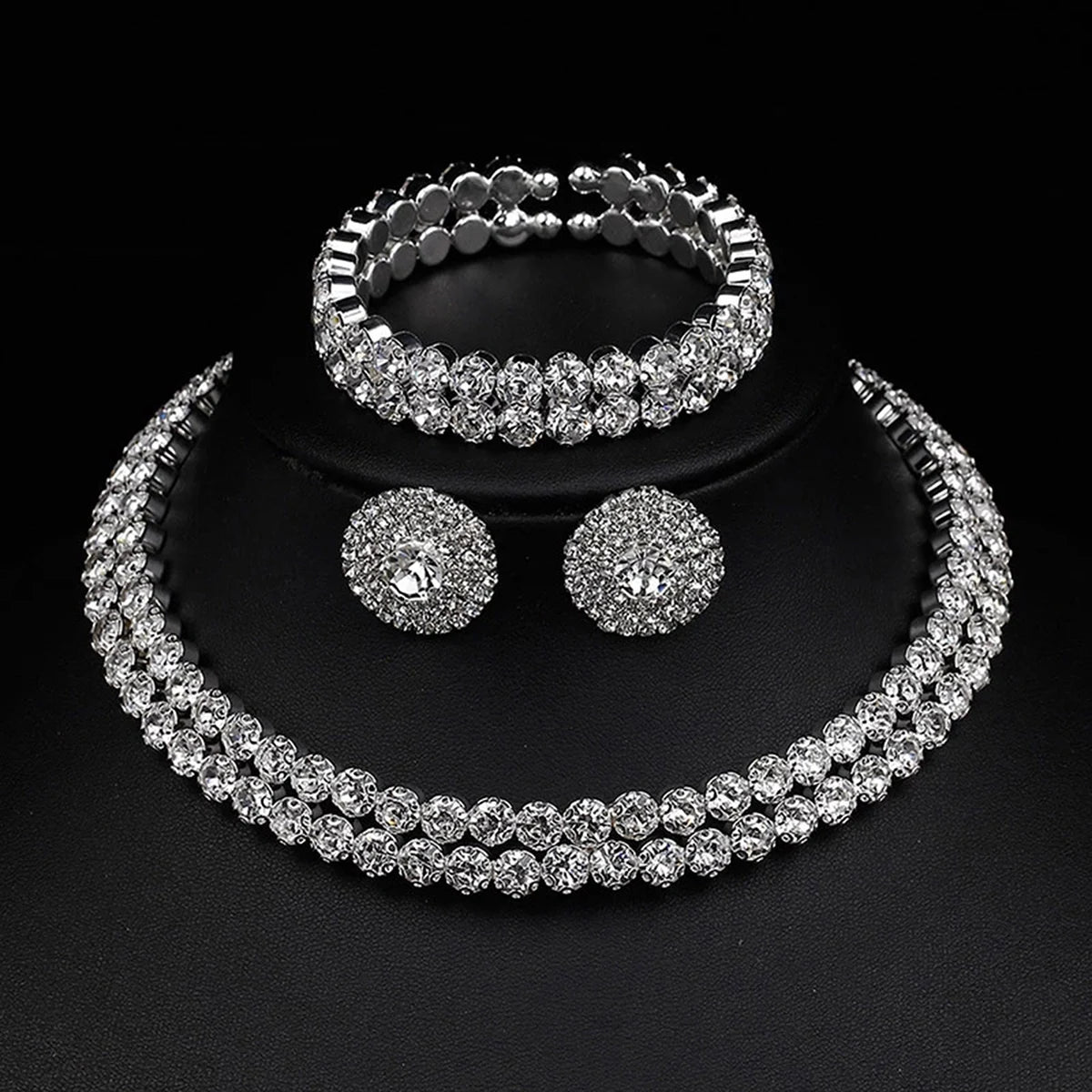 Silver Color Cubic Zircon Wedding Jewelry Sets