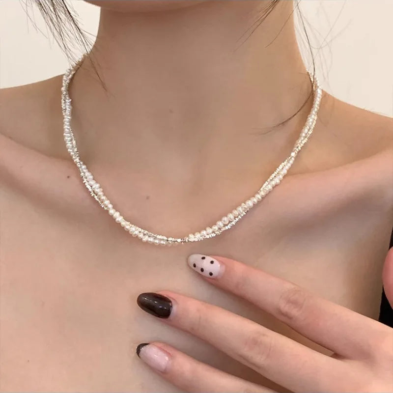 Natural Freshwater Pearl 925 Sterling Silver Necklace