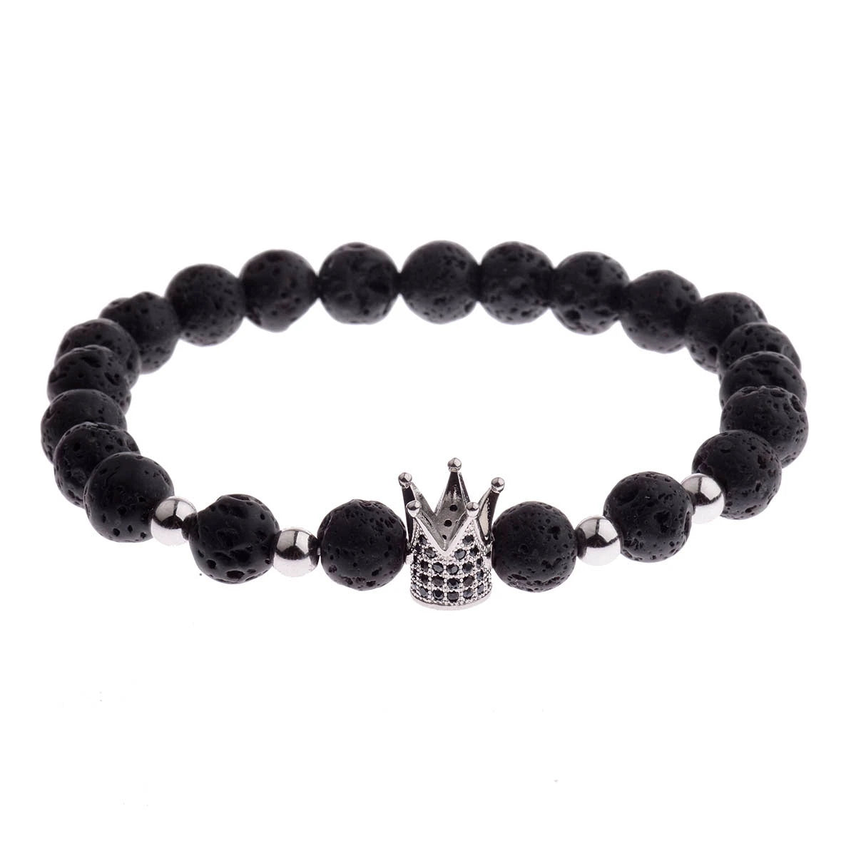 Trendy Lava Stone Imperial Crown Bracelet
