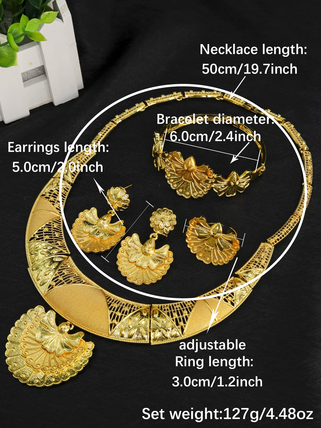 Dubai Jewelry for Women Fashion 24k Gold Plated Jewelry Set Necklace Earrings Accessories Gifts for Party Wedding