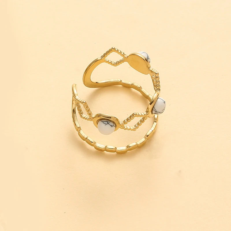 Trendy Stone Layered Ring