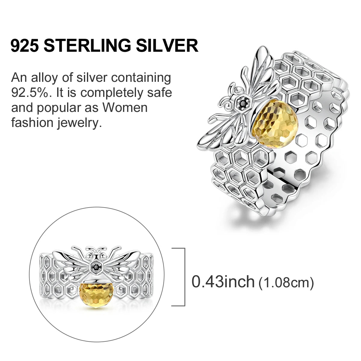 Star Moon 925 Sterling Silver Ring