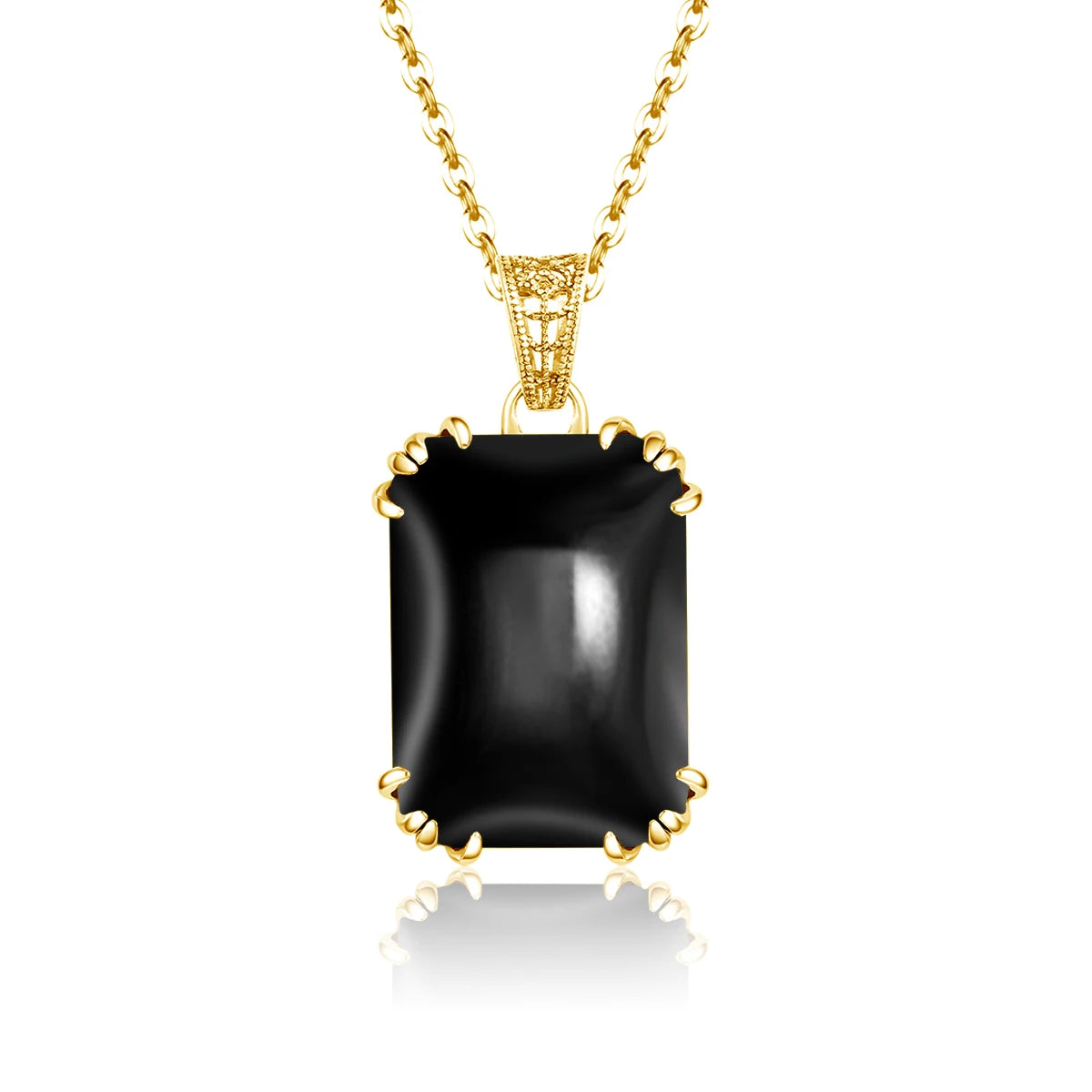 Gold Black Onyx Pendant Necklace