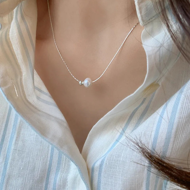 Natural Freshwater Pearl 925 Sterling Silver Necklace