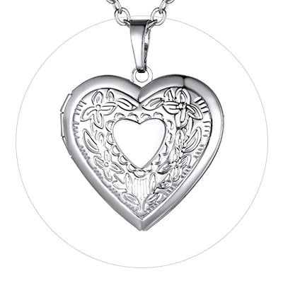 Heart Frame Memory Locket Pendant Necklace