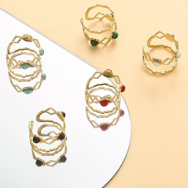 Trendy Stone Layered Ring