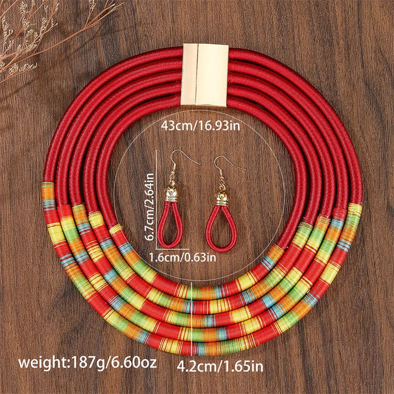 African Beads Multilayer Jewelry Set