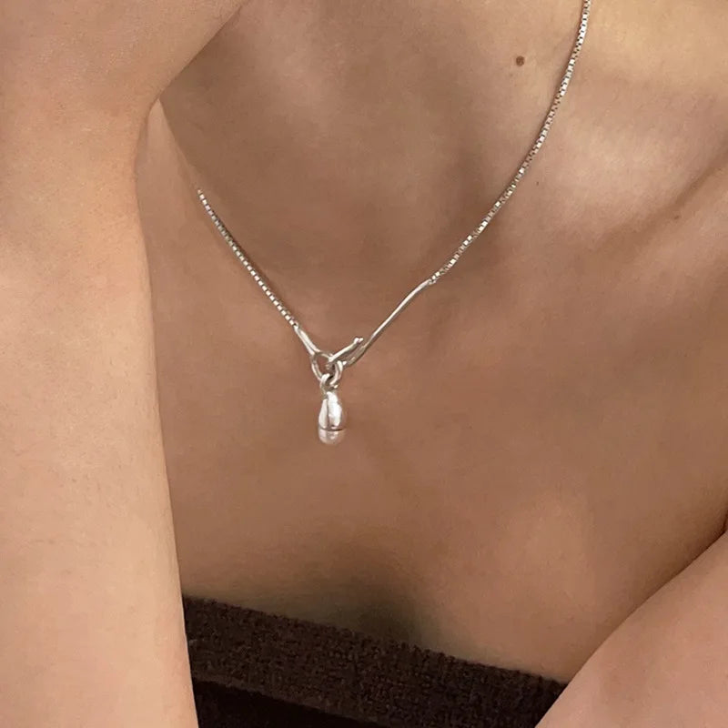 Natural Freshwater Pearl 925 Sterling Silver Necklace