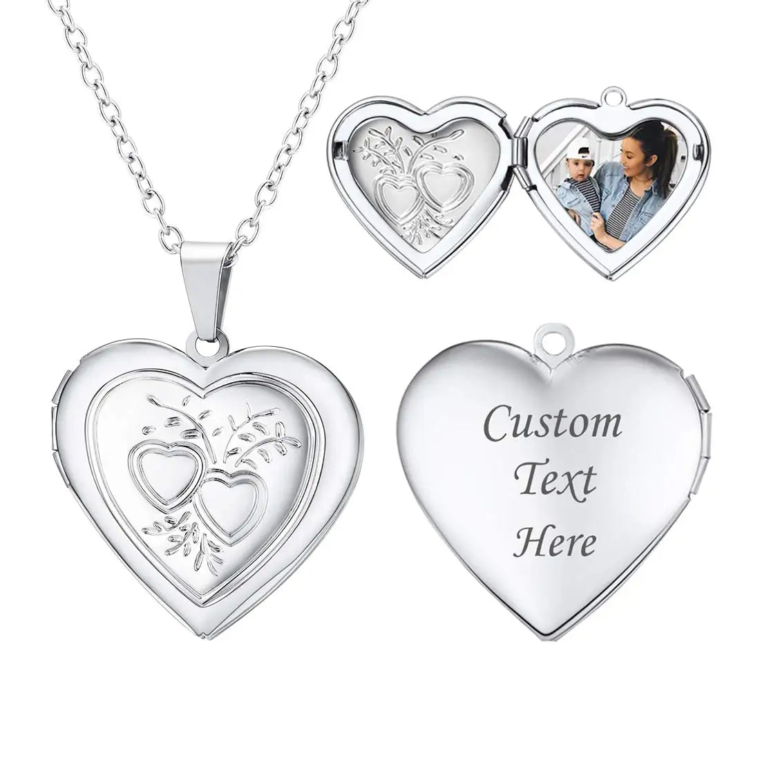 Heart Frame Memory Locket Pendant Necklace