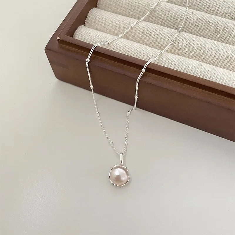 Natural Freshwater Pearl 925 Sterling Silver Necklace