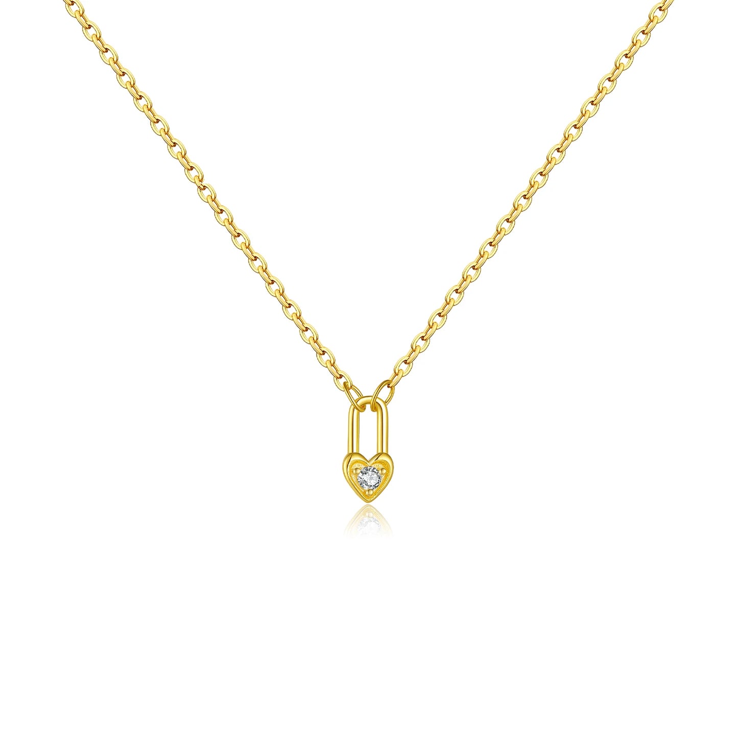925 Sterling Heart Padlock Pendant Necklace