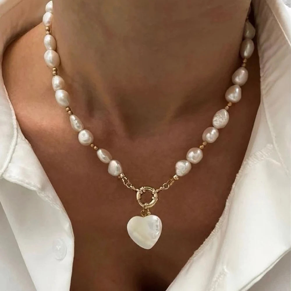 Layered Pearl Thick Chains Pendant Necklace