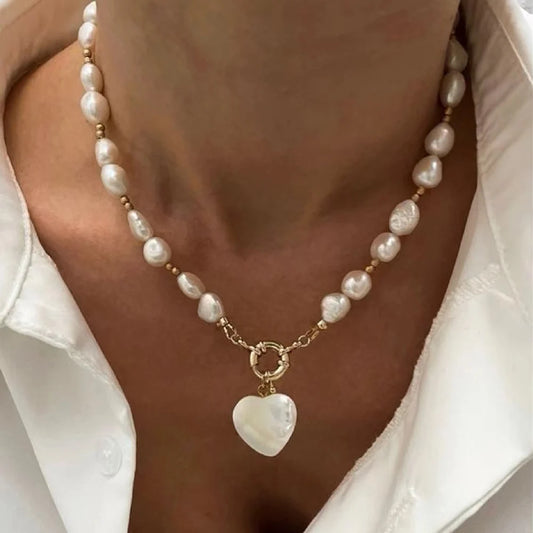 Layered Pearl Thick Chains Pendant Necklace