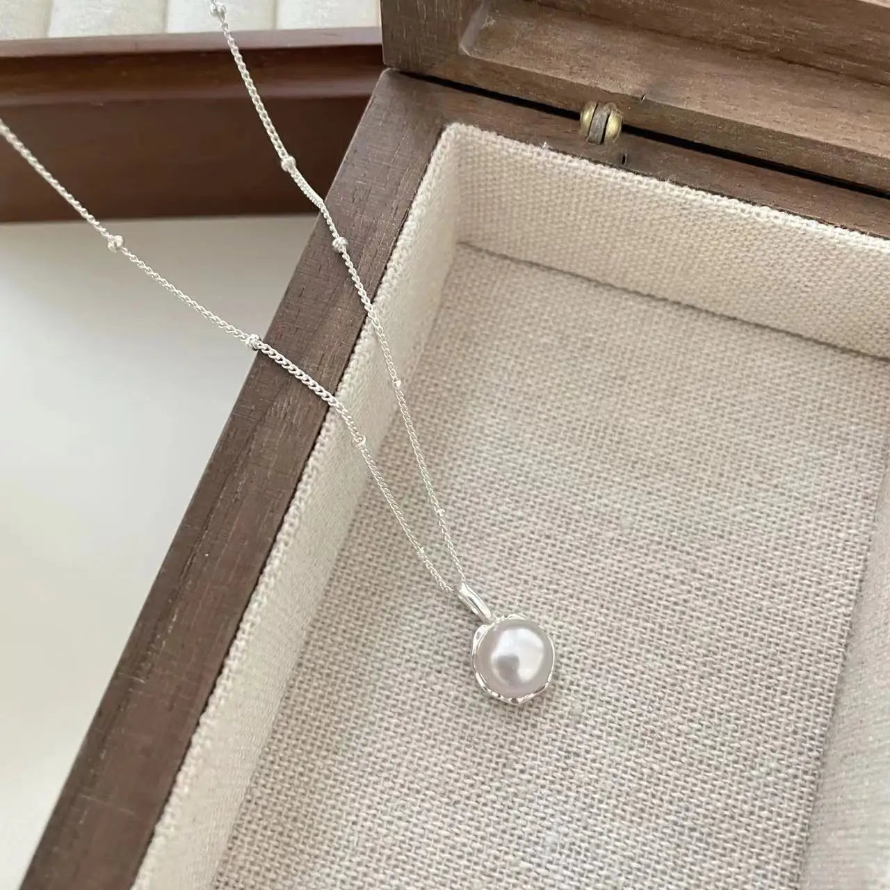 Natural Freshwater Pearl 925 Sterling Silver Necklace