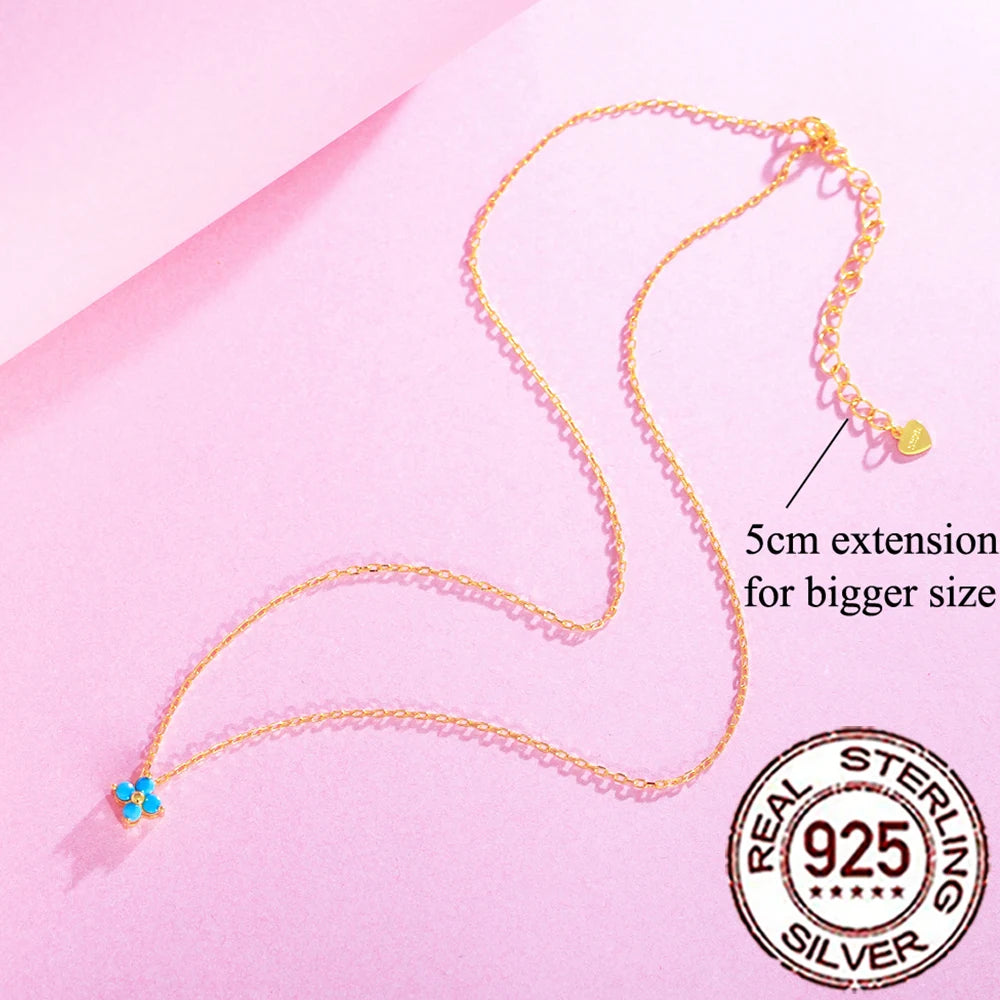 S925 Sterling Silver Turquoise Pendant Necklace