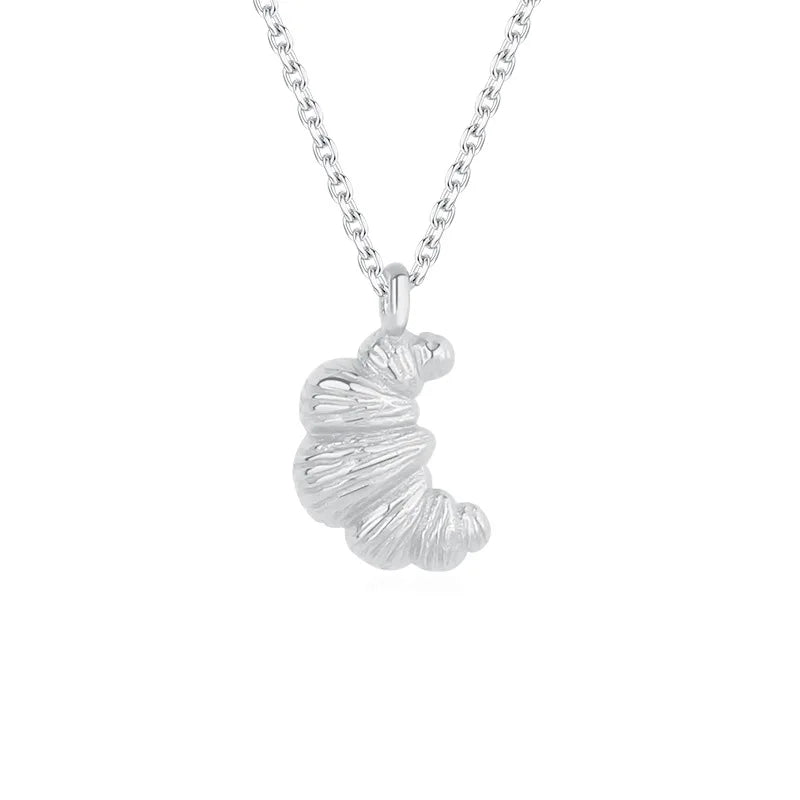 925 Sterling Silver Croissant Pendant Necklace