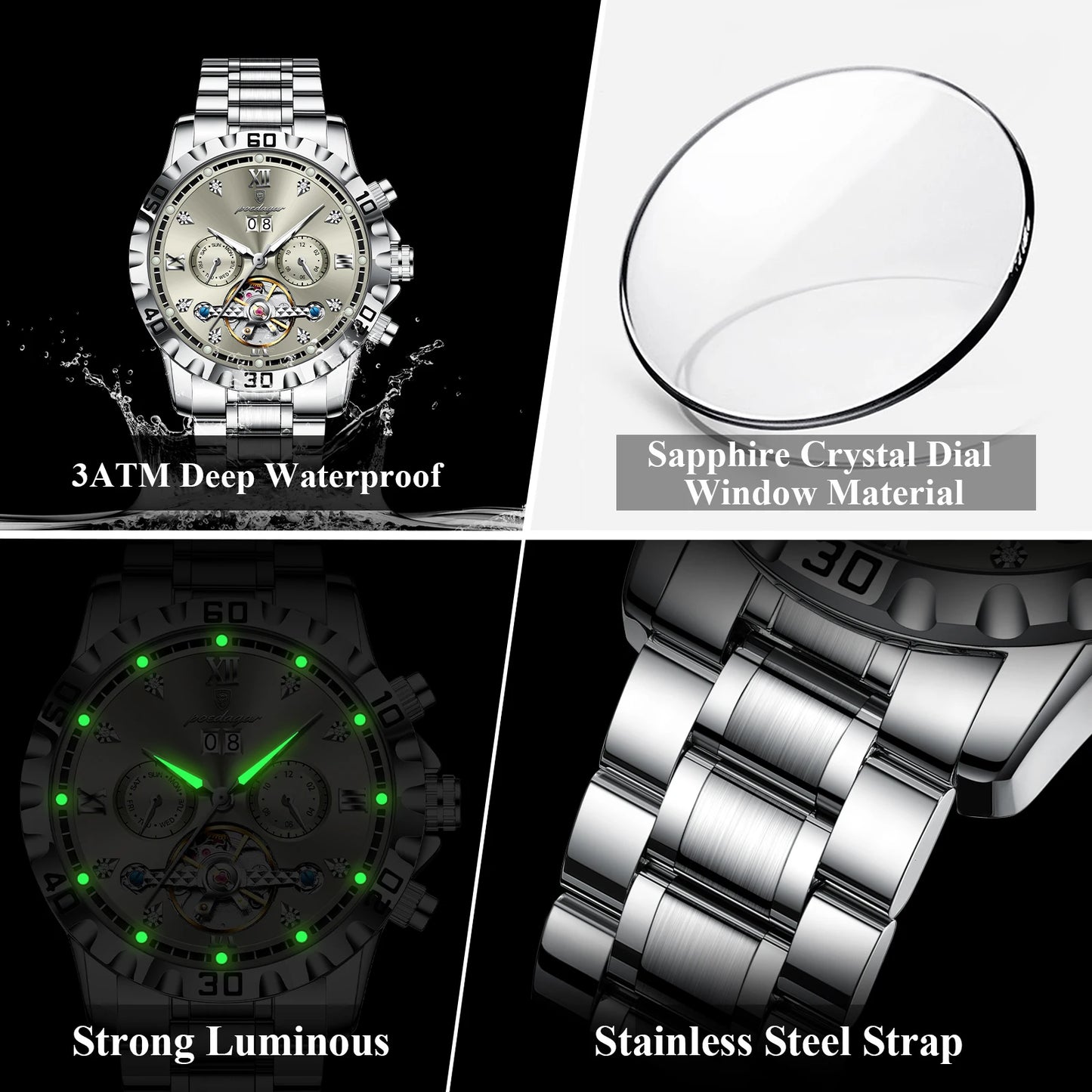 Luxury Hollow Tourbillon Men's Wristwatch