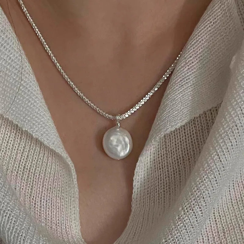 Natural Freshwater Pearl 925 Sterling Silver Necklace