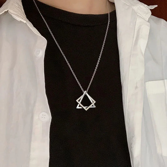 Geometry Square Triangle Pendant Necklace