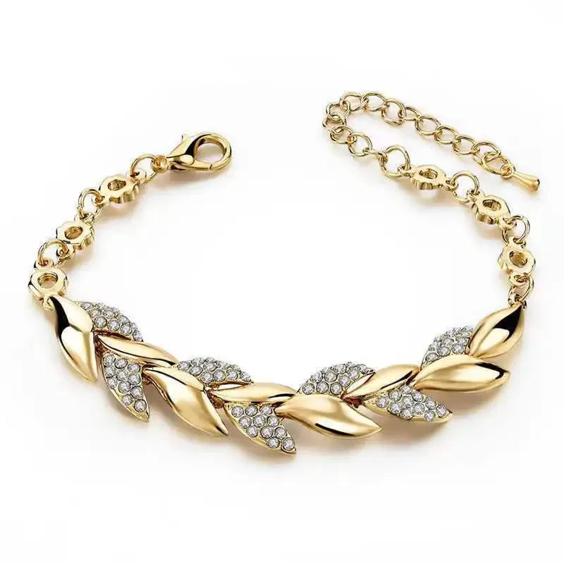 Braided Gold Color Leaf Bracelets