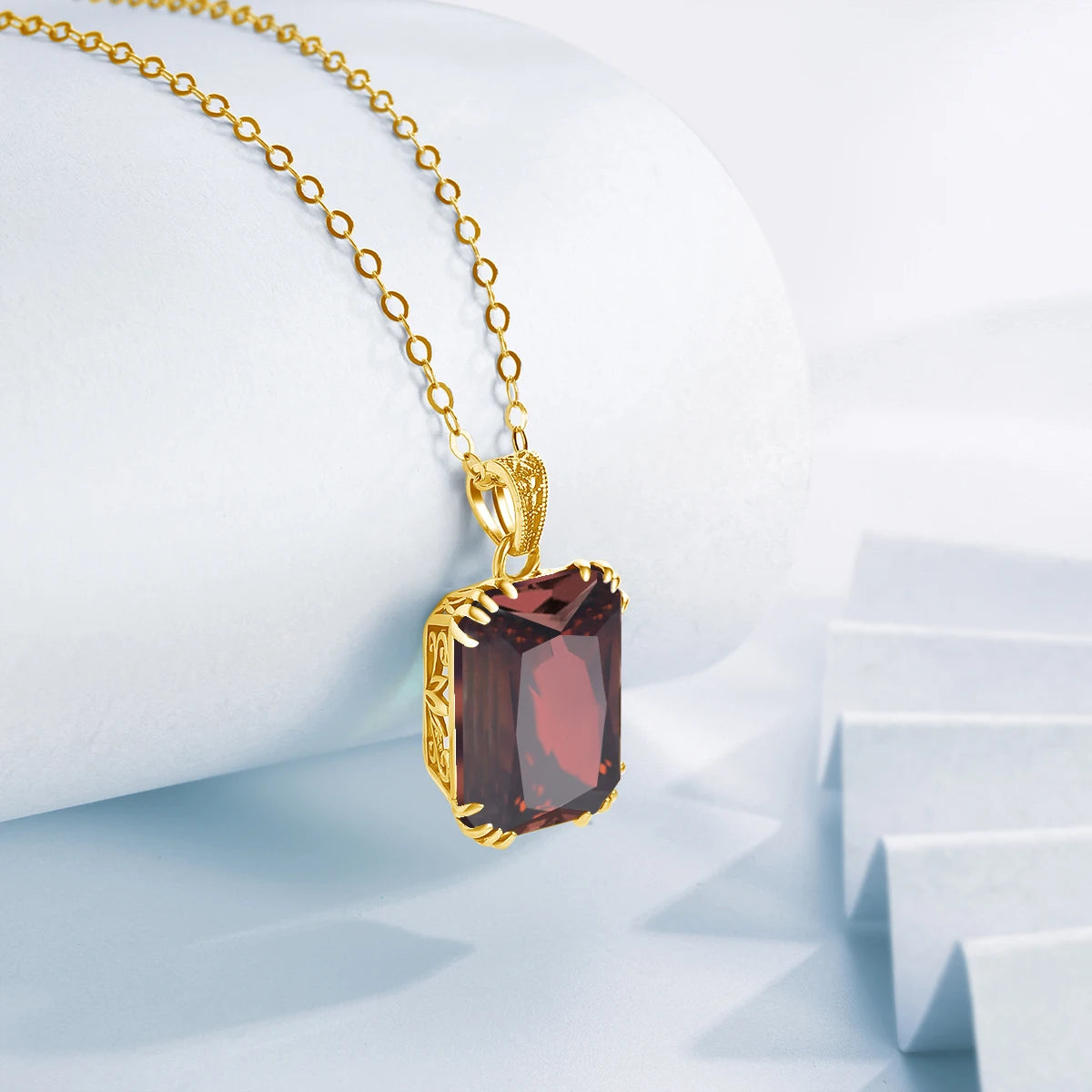 Gold Black Onyx Pendant Necklace