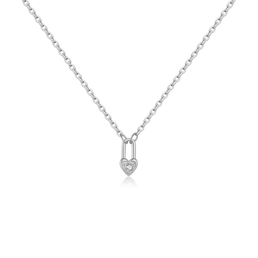 925 Sterling Heart Padlock Pendant Necklace