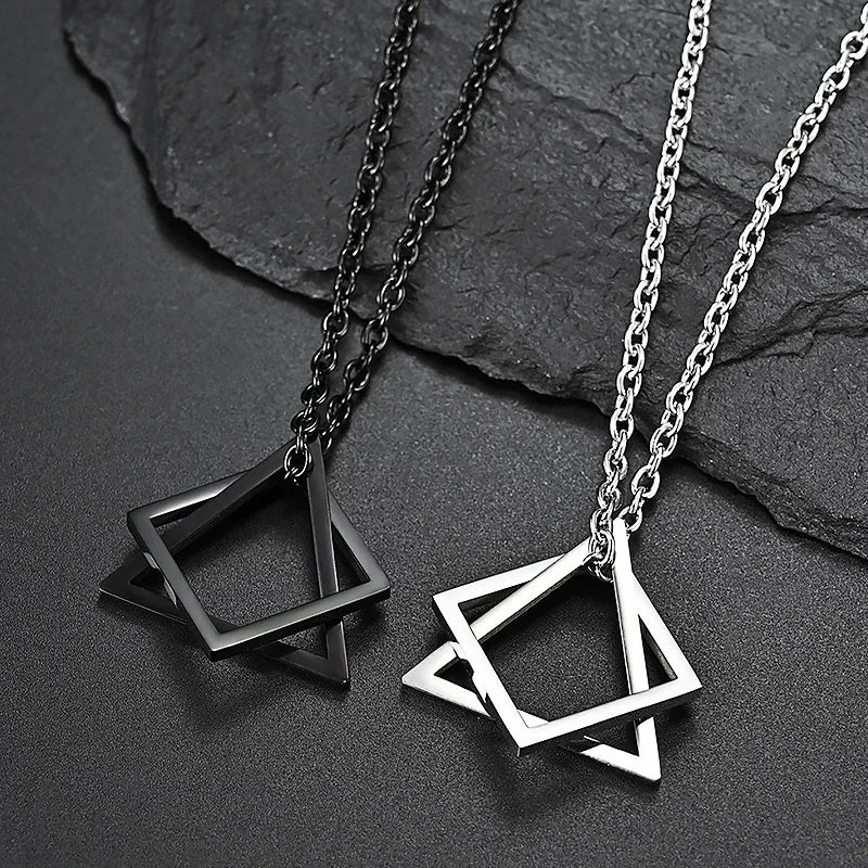Geometry Square Triangle Pendant Necklace