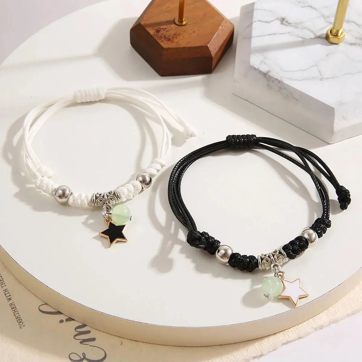 Luminous Couple Bracelets Matching Charms