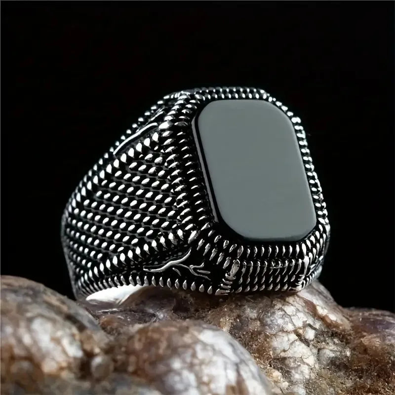 Vintage Hand Engraved Pattern Turkish Signet Ring